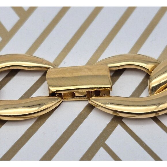 Vintage Napier Statement Chain Necklace Bold Classy Gold Tone Curb Link 24" Flat - Picture 7 of 9